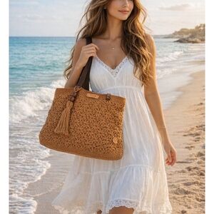 Handmade Chic Brown Crochet Shoulder Bag